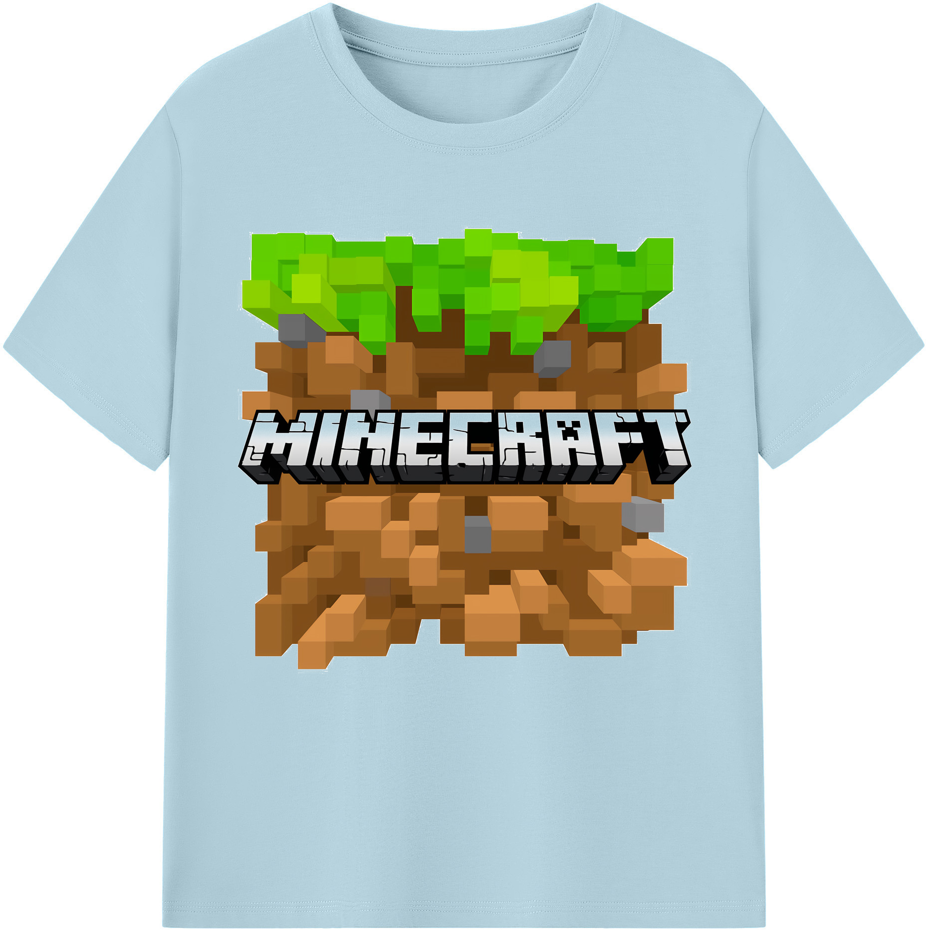 （画像用） マインクラフト ブロックの世界 Minecraft MC Block world 綿100％半袖Tシャツ（フロントプリント）